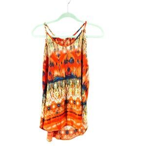 A. BYER women's Y2K VTG Size large orange Tie Dye Tank bathing suit cover beachy